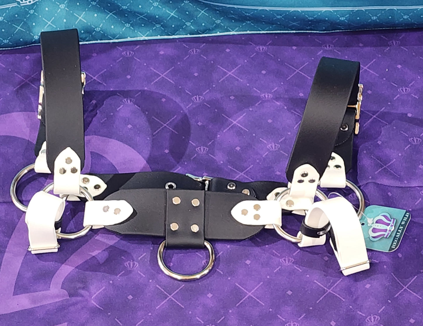 Premade Biothane H-Harness Size 2 Black and White