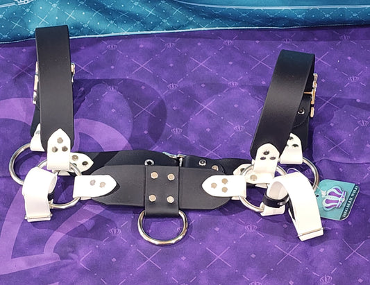Premade Biothane H-Harness Size 2 Black and White