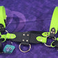 Premade Biothane H-Harness Size 1.5 Black and Neon Green