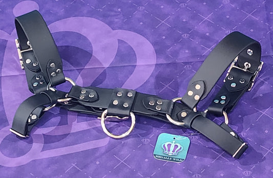 Premade Biothane H-Harness Size 1 All Black 🖤