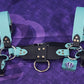Premade Biothane H-Harness Size 1.5 Black and Dusty Turquoise