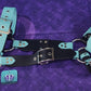 Premade Biothane H-Harness Size 1.5 Black and Dusty Turquoise