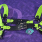 Premade Biothane H-Harness Size 1.5 Black and Neon Green